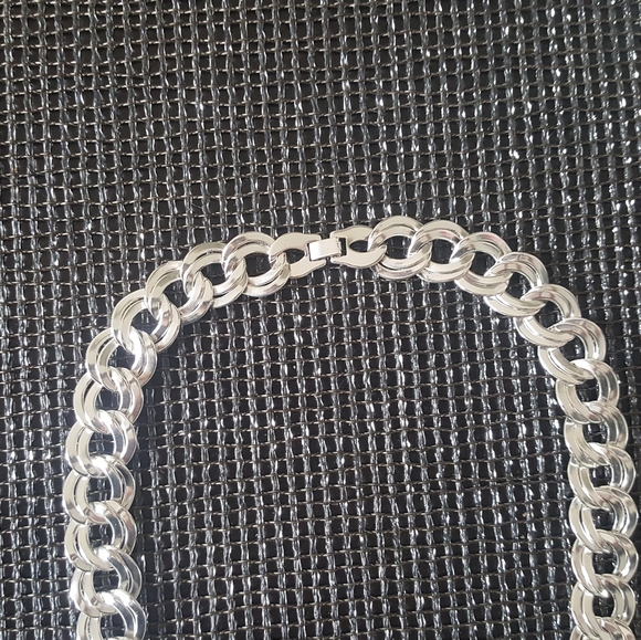 Silver-tone Double Links Necklace - Picture 4 of 4